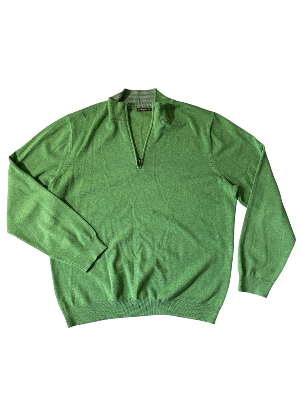 J. McLaughlin mens XL green solid cotton modal 1/4 zip knit pullover sweater EUC